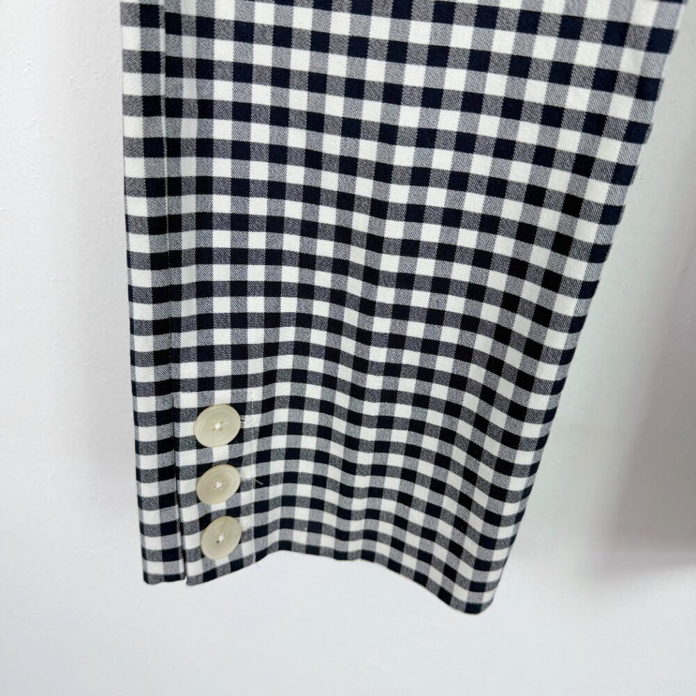 J. Crew Remi Pant Gingham Button Leg Navy White Size 16T 16 TALL EUC - Picture 5 of 12